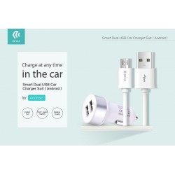 Smart Dual USB Car Charger Suit for Android White